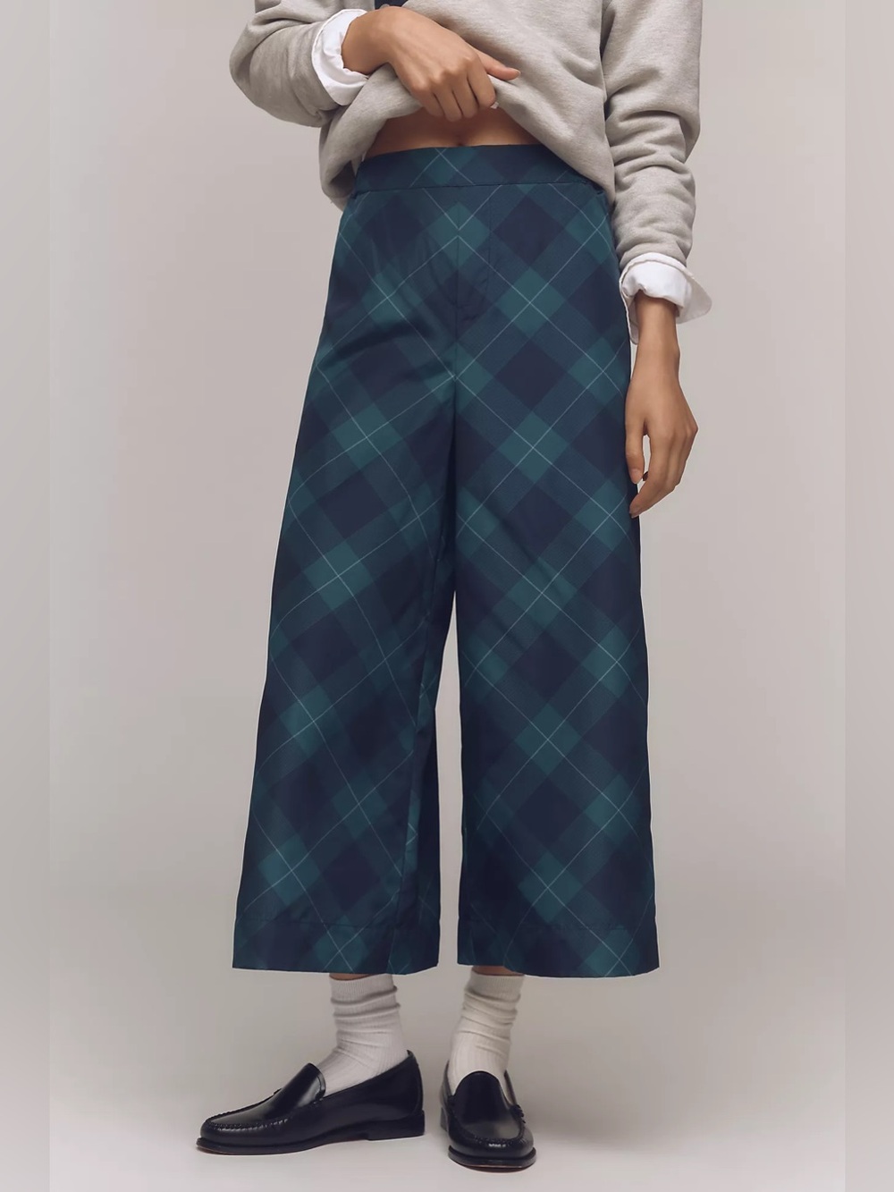 Maeve Taffeta Printed Cropped Wide-Leg Pants